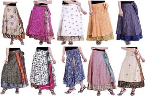 Rajbhoomi Women Silk Sari Wrap Around Skirt