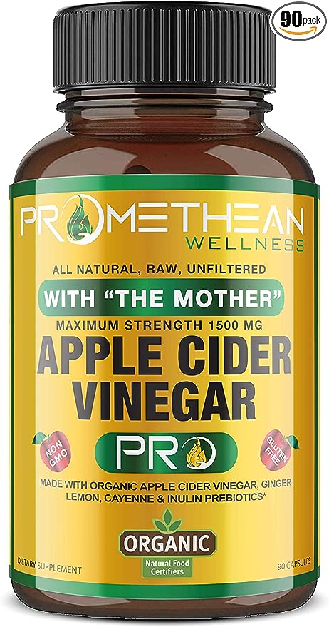 Certified Organic Apple Cider Vinegar Capsules Pro with Mother