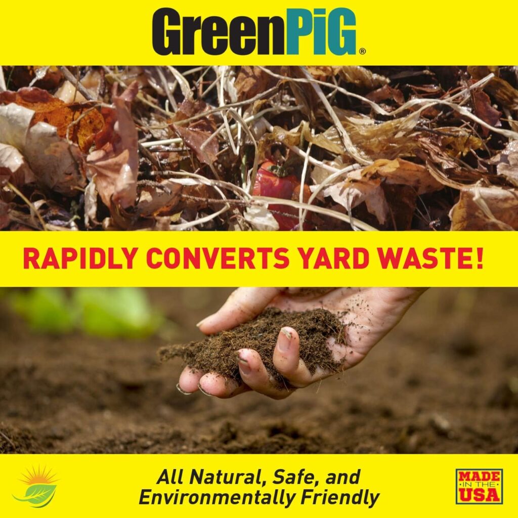 GREEN PIG Compost Accelerator Converts Yard Waste to Fertile Humus in 30 Days and Helps Control Odors Associated with Compost Piles, 1 Bag (12 Dissolvable Packets)