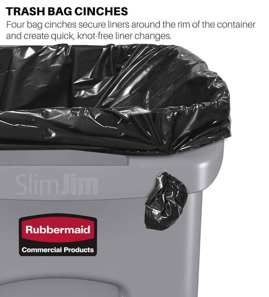 Rubbermaid Commercial Products Slim Jim Plastic Rectangular Recycling Bin with Venting Channels, 23 Gallon, Blue Recycling (FG354007BLUE)