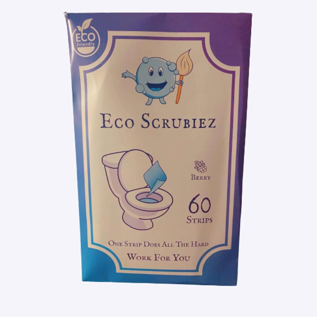 Eco Scrubiez Plant-Based Toilet Bowl Cleaning Strips 60 Count, Eco-Friendly, Biodegradable, Septic Safe with Recyclable Plastic Free Packaging Toilet Cleaner (Berry)