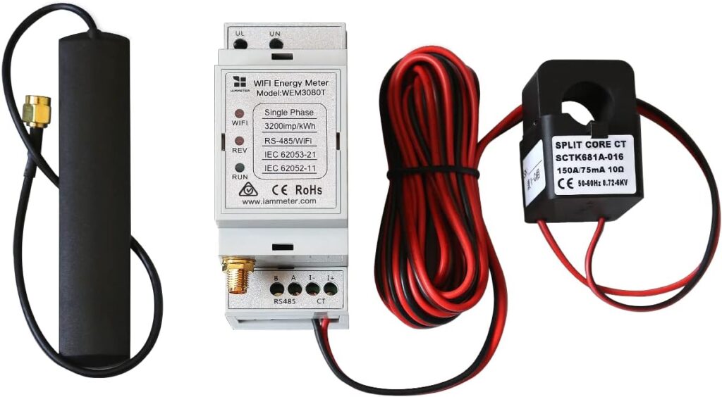 IAMMETER Bi-directional, Din Rail,Split Core CT,Solar PV System monitoring,Power Usage Monitor, Modbus TCP/RTU, Home-Assistant,NodeRed,Openhab,Iobroker,Single Phase Energy Meter,WiFi,150A,60Hz,CE,FCC