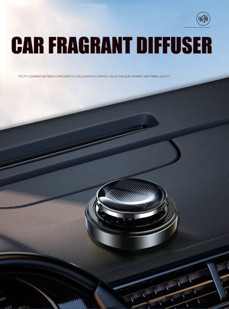 Solar Energy Powered Car Air Freshener Essential Oil Diffuser Car Perfume Scent Fragrance Air Purifier Rotating Car Aromatherapy Diffuser for Home Office Car Decorations, Best Gifts for Men Women