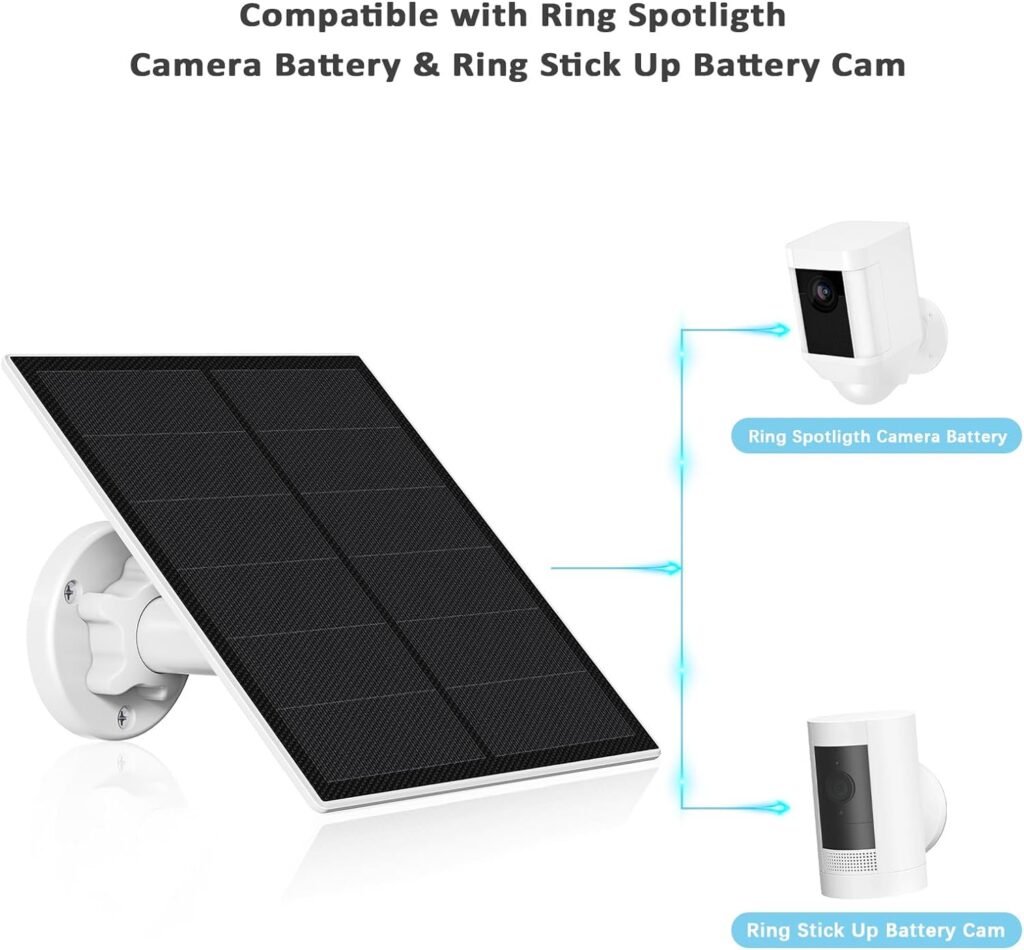 Solar Panel for Ring Camera,5W Ring Solar Panel,Ring Camera Solar Panel Compatible with Ring Spotlight Cam Battery Ring Stick Up Cam Battery,Ring Stick Up Cam 2nd 3rd Gen with Barrel Plug (1 Pack)