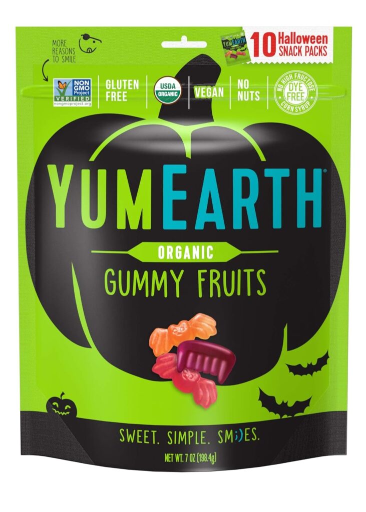 YumEarth Organic Halloween Gummy Fruits, 10 Snack Packs Per Bag