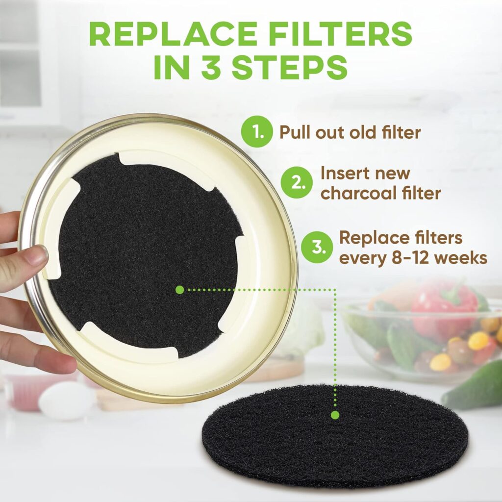 3 Years Supply Charcoal Filters for Compost Bucket - 12 Pack - 5.1 inches in Diameter - Designed to Fit 1 Gallon Third Rock Compost Bin - Premium Extra Thick Charcoal Filter for Compost Pail