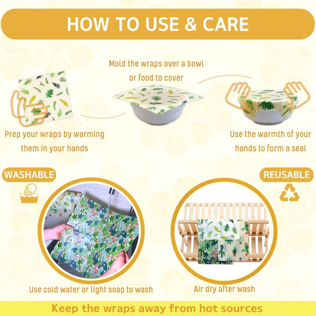 Reusable Beeswax Wrap - 9 Pack Beeswax Wraps for Food, Eco-Friendly Beeswax Food Wraps, Bread Sandwich Wrapper - Organic, Sustainable, Zero Waste, Reusable Plastic-Free Food Storage Wrap, 1XL, 3M, 5S