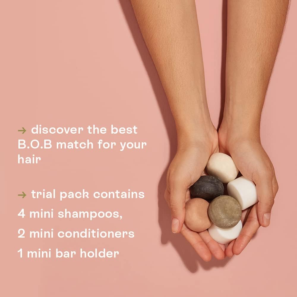 B.O.B BARS OVER BOTTLES Trial Pack | Shampoo Bar | Conditioner Bar | Hair Care | Ideal Ph Balance | Natural, Vegan | Eco-friendly, Sustainable, Plastic Free | Waterless Zero Waste