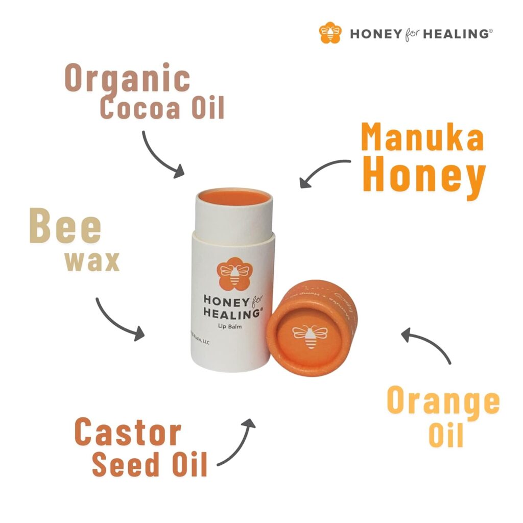 Honey for Healing Lip Balm Moisturizer with Manuka Honey 15+ UMF, Coconut Oil, and Castor Oil For Chapped, Cracked, Dry Lips | Protects, Smoothes, and Nourishes your Lips | 0.25 oz / 7 gr (Soft Plum)