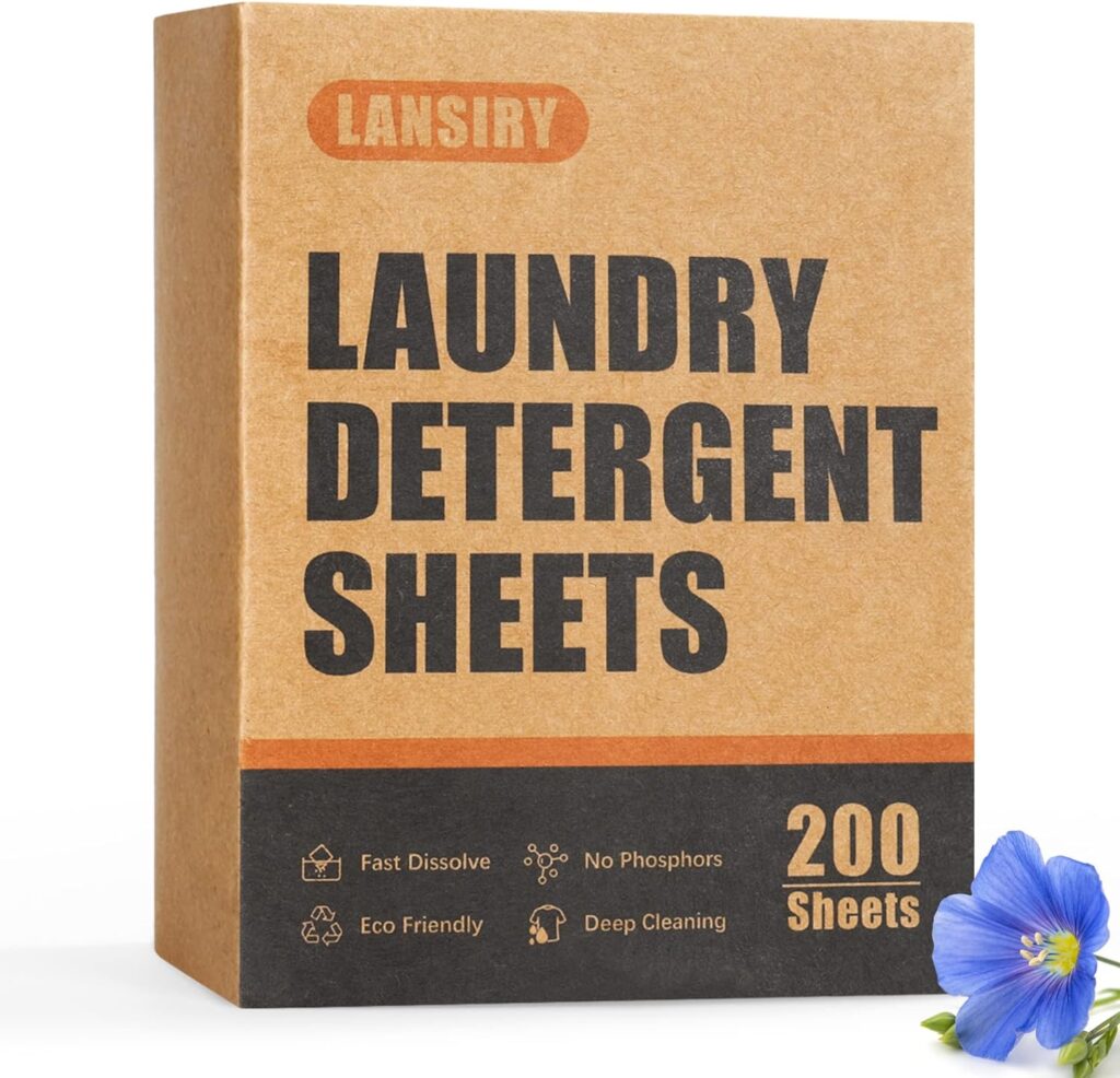 LANSIRY Liquidless Laundry Detergent Sheets, 200 Count, Fresh Linen Scent, Biodegradable, Space-saving, Eco-friendly, Gentle on Sensitive Skin, Compact and Portable