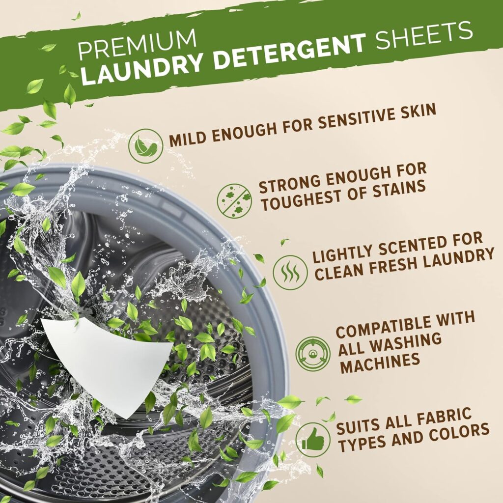 Renuv Laundry Detergent Sheets up to 100 Loads - Eco Friendly, Sustainable, Biodegradable  Liquidless Strips, 50 Sheets