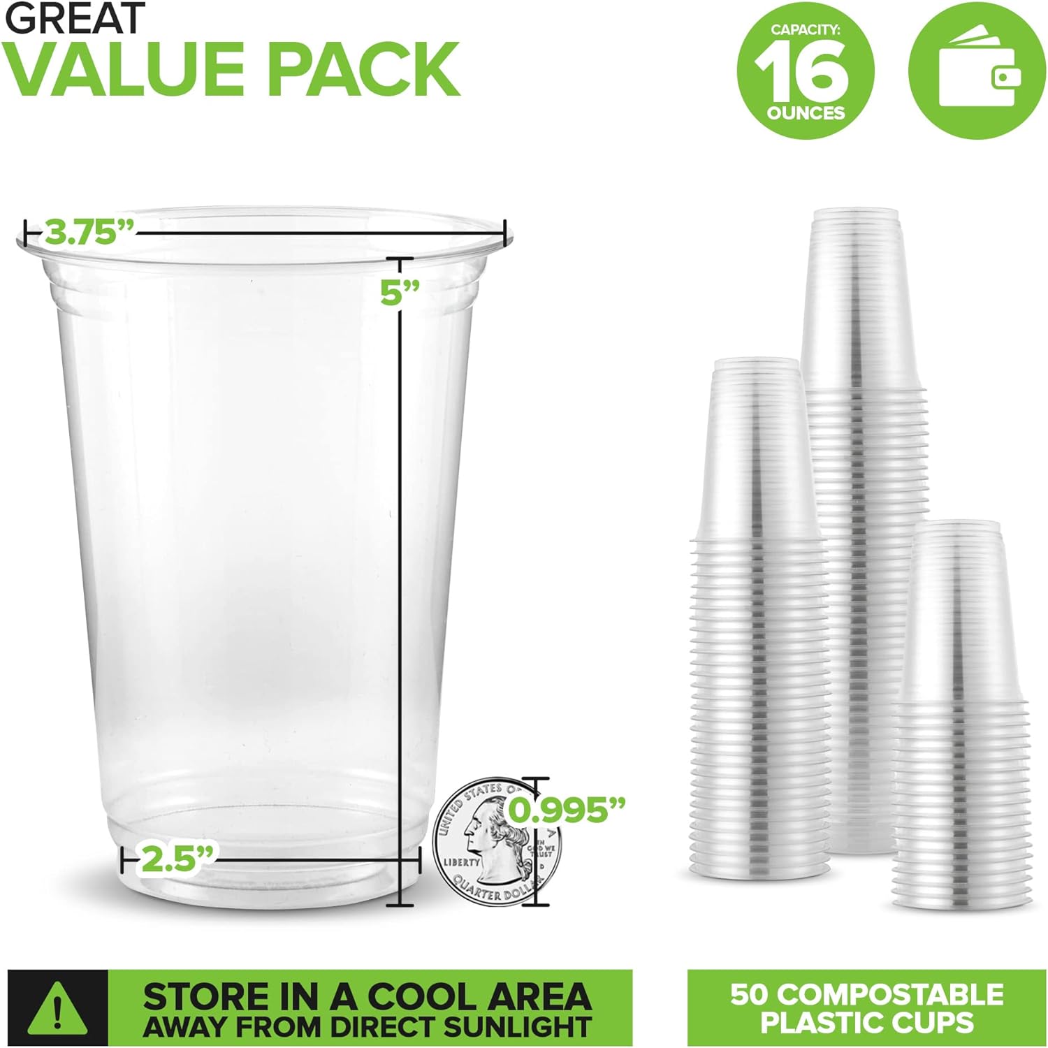 Stock Your Home 16 oz Clear Compostable Cold Cups Review