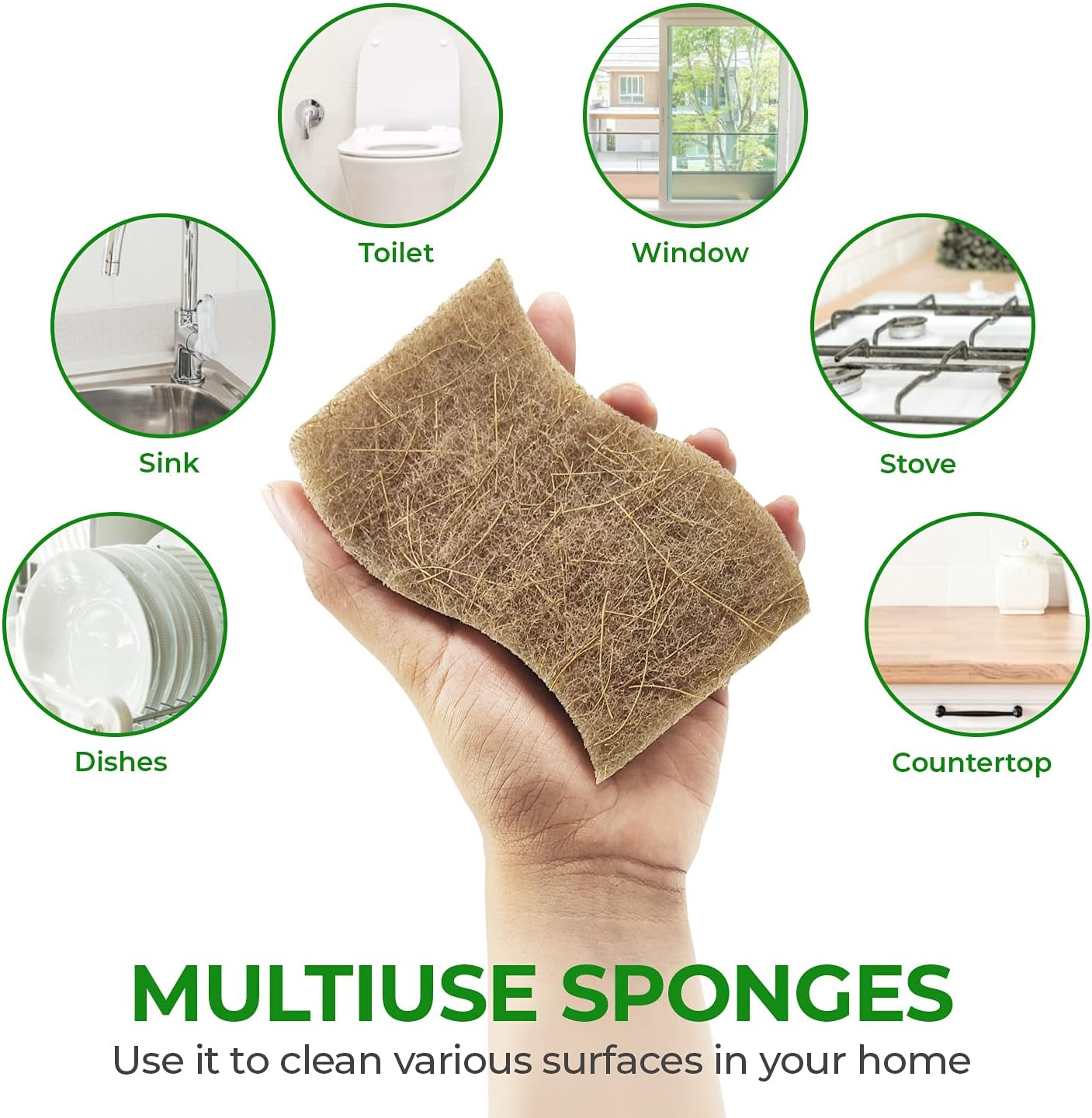 airnex natural kitchen sponge biodegradable compostable cellulose and coconut scrubber sponge pack of 12 eco friendly sp 2