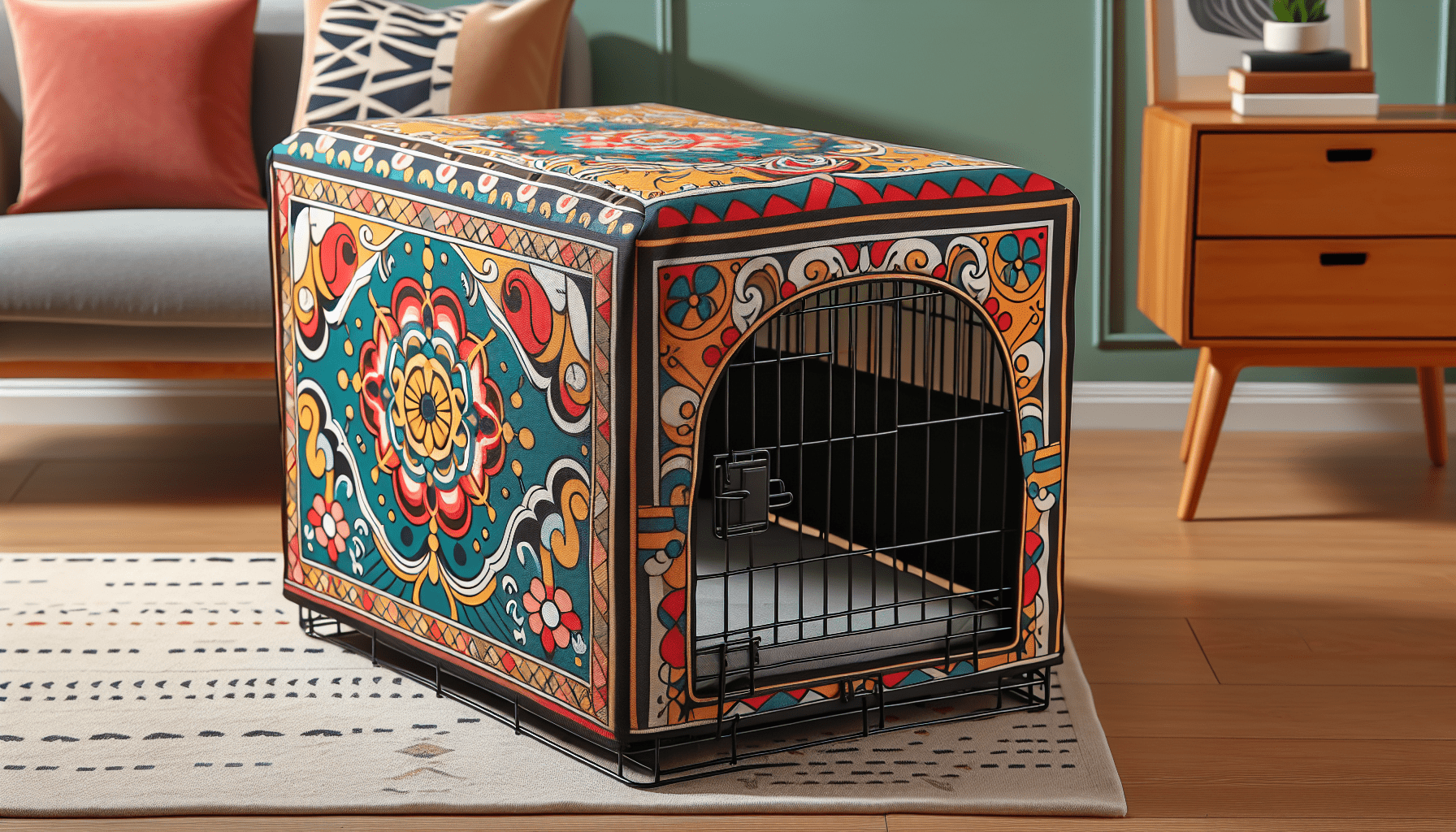 ambesonne retro dog crate cover pop art grunge style fruits colorful vintage set organic style food vegan pattern easy t 1