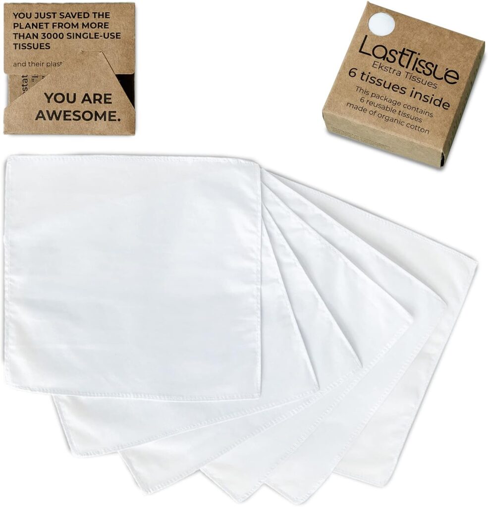LastTissue® Reusable Cotton Tissue Pack – Sustainable, Durable, Eco-Conscious, Portable Washable Facial Tissues for Men and Women