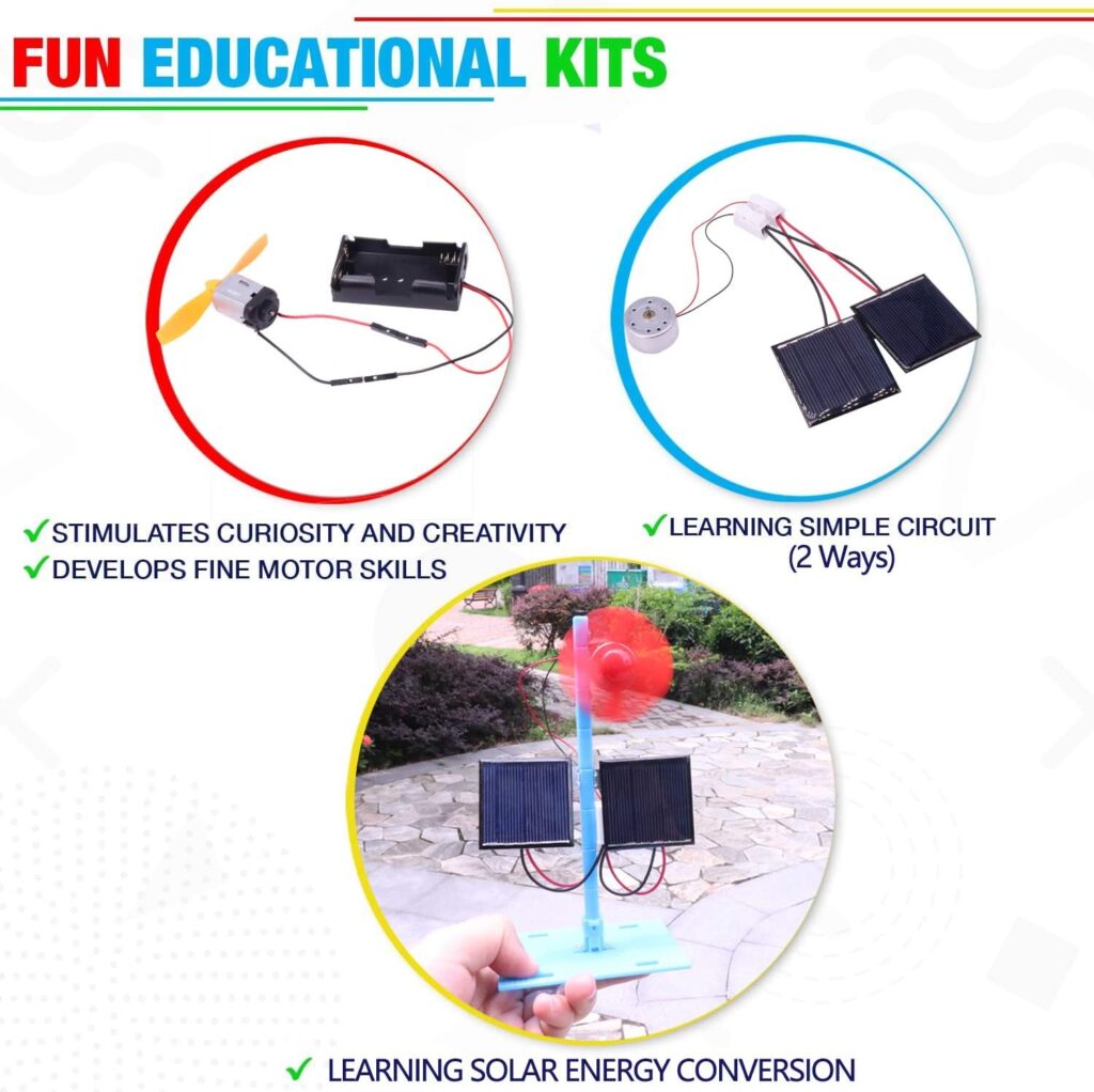 4 in 1 Solar Power Electric Motor STEM Kits,Science Experiment Projects for Kids Beginners,Electronic Assembly Solar Powered Toy Kit,DIY Educational Engineering Experiments for Boys and Girls