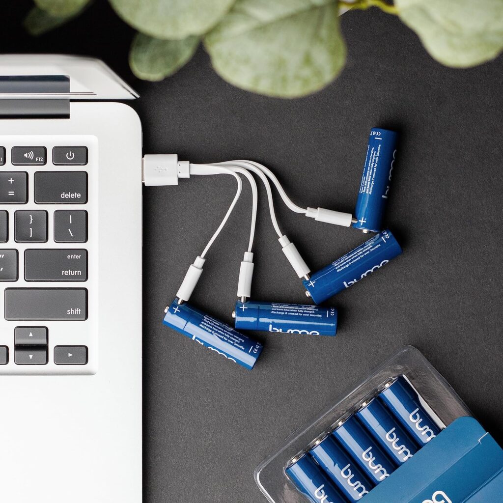 AA USB-C Rechargeable NiMH Batteries - 10 Pack - Sustainable Cost-Effective Alternative to Lithium Ion - Fast Charging, Long-Lasting Power - 2 Charging Cables Included