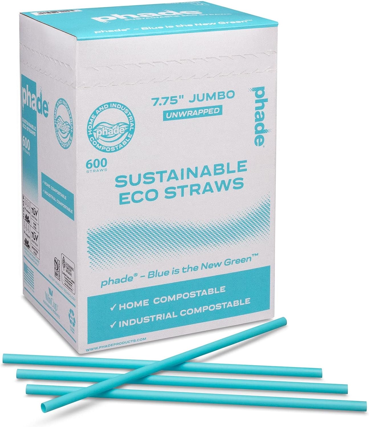 eco friendly 775 jumbo drinking straws un wrapped 600 count sustainable marine biodegradable compostable 1 pack