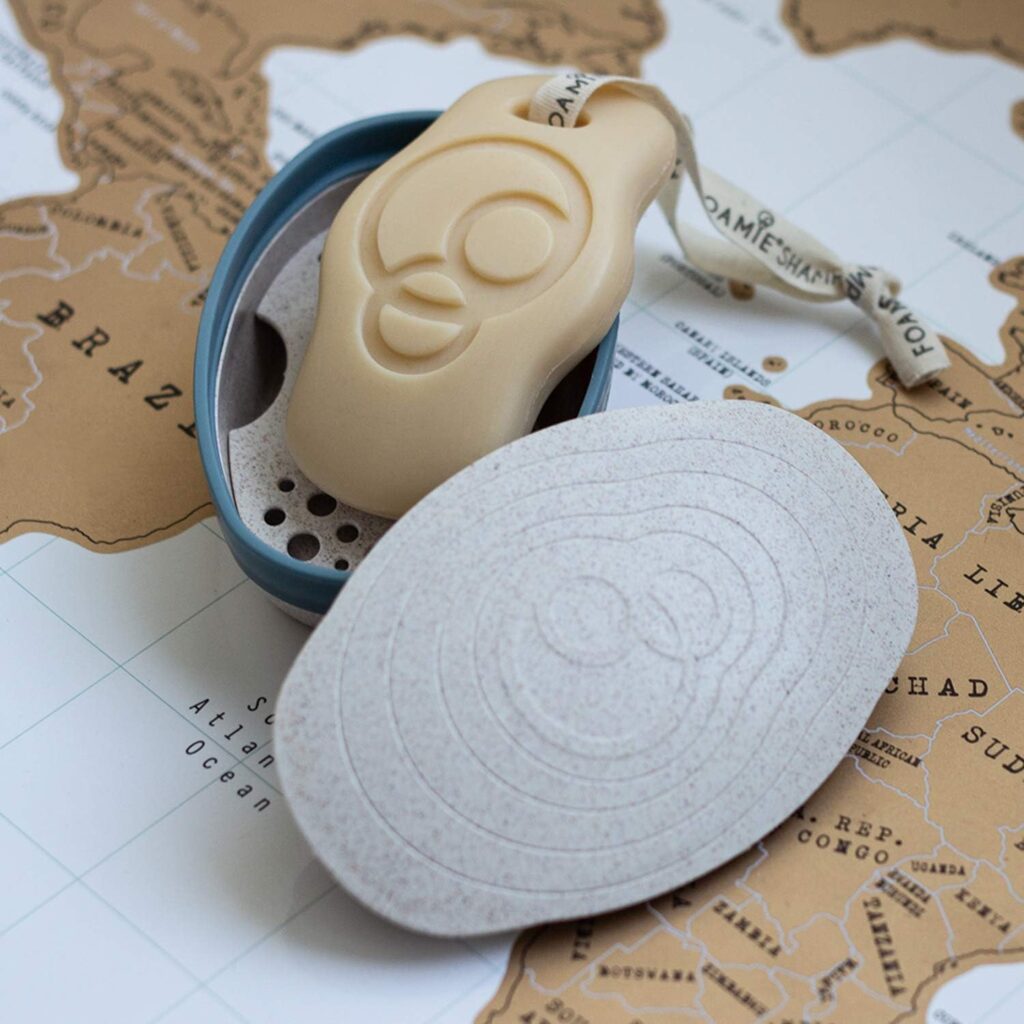 Foamie Travel Buddy with Removable Shelf - Innovative Travel Box to Help Keep Your Shampoo or Conditioner Bars - Silicone Seal Ensures No Spills On-The-Go - Eco-Friendly Packaging