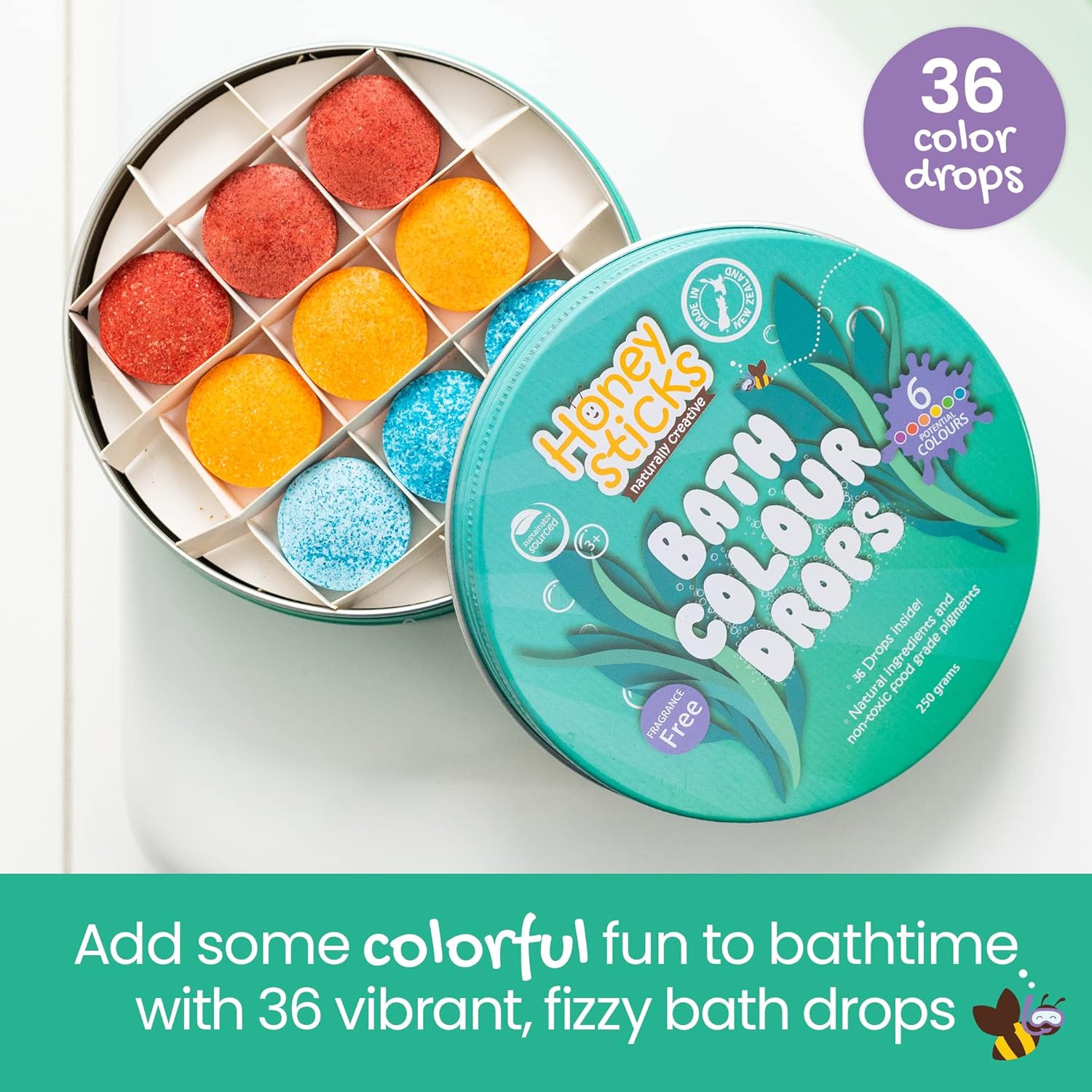 honeysticks bath color tablets for kids non toxic bathtub drops made with natural ingredients and food grade color fragr 2