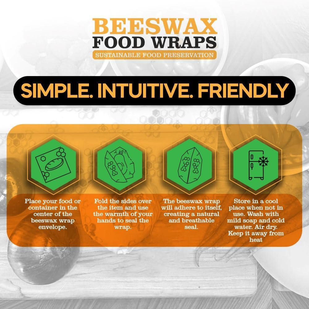 pure sustainable company beeswax wraps food storage pack of 3 sustainable reusable certified organic cotton size sml 1