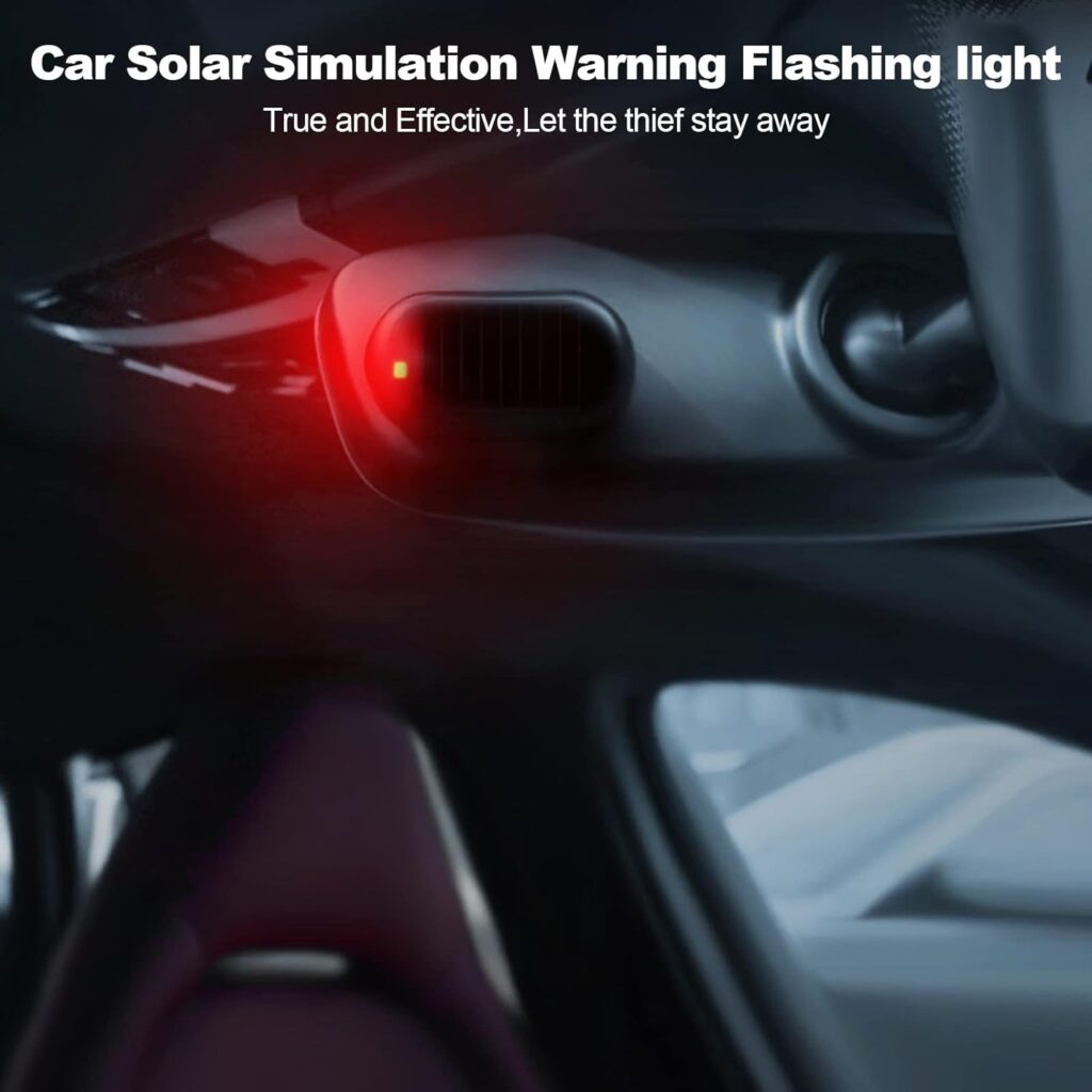 Shudyear Car Solar Power Simulated Dummy Alarm，Anti-Theft LED Flashing Security Light Fake lamp，with USB Charger Port，car security Accessories Universal for Most Cars(2pcs Red)