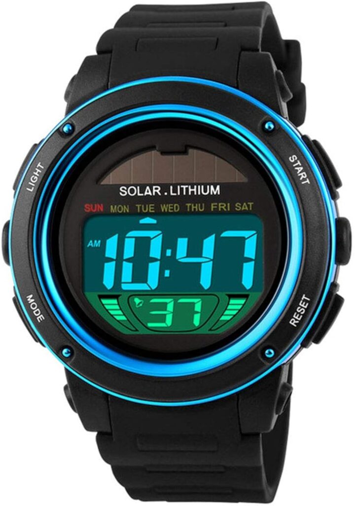 TOOCAT Solar Energy Watch for Kids, Digital Sport Watch Outdoor 50M Waterproof Stopwatch Military Electrical Wrist Watch for Boy Girl Children