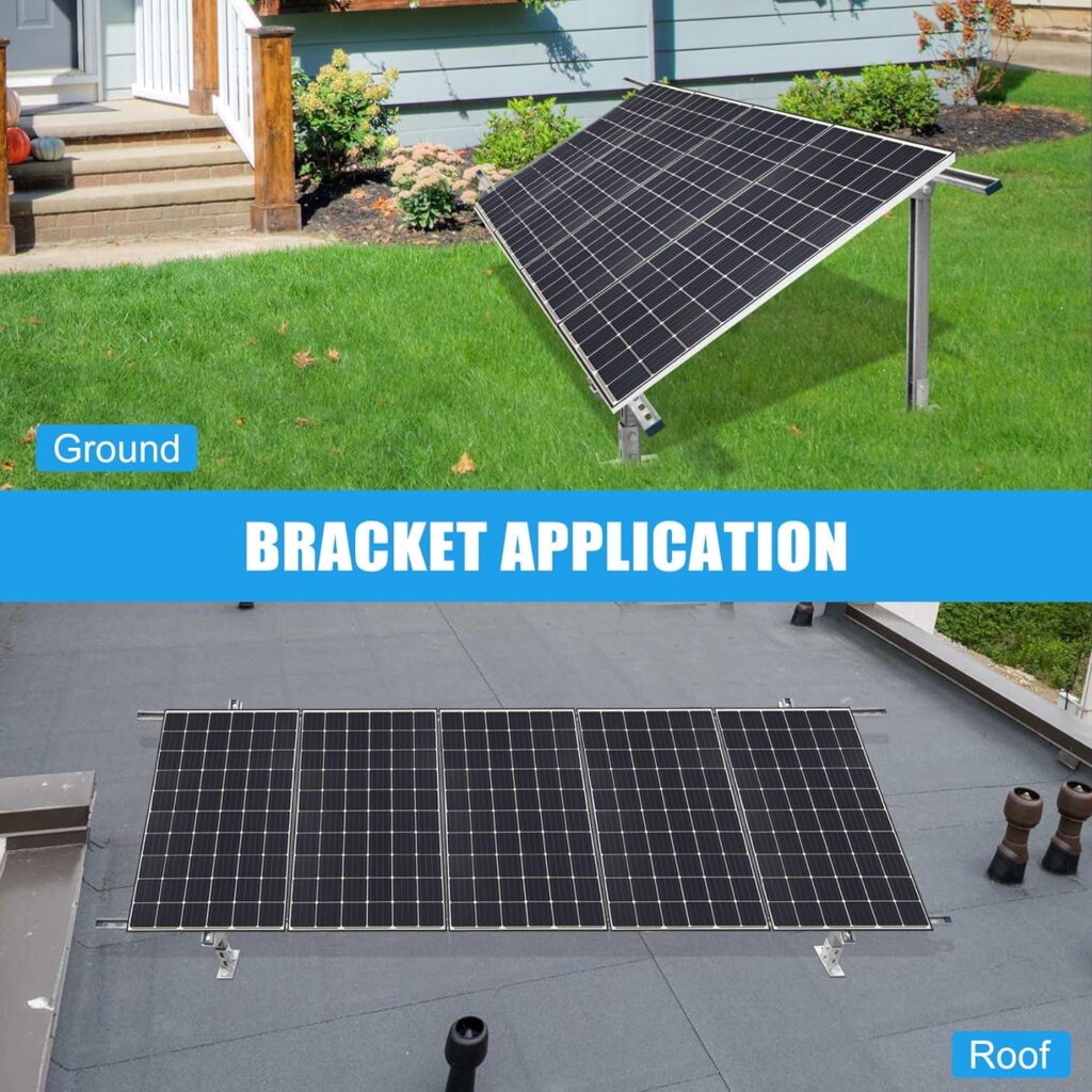 Upgrade Solar Panel Mounting Brackets, Adjustable Multi-Pieces Solar Panel Brackets, Solar Panel Mount for 1-4pcs Solar Panels, Solar Mounting Brackets with Clamps for Ground and Roof