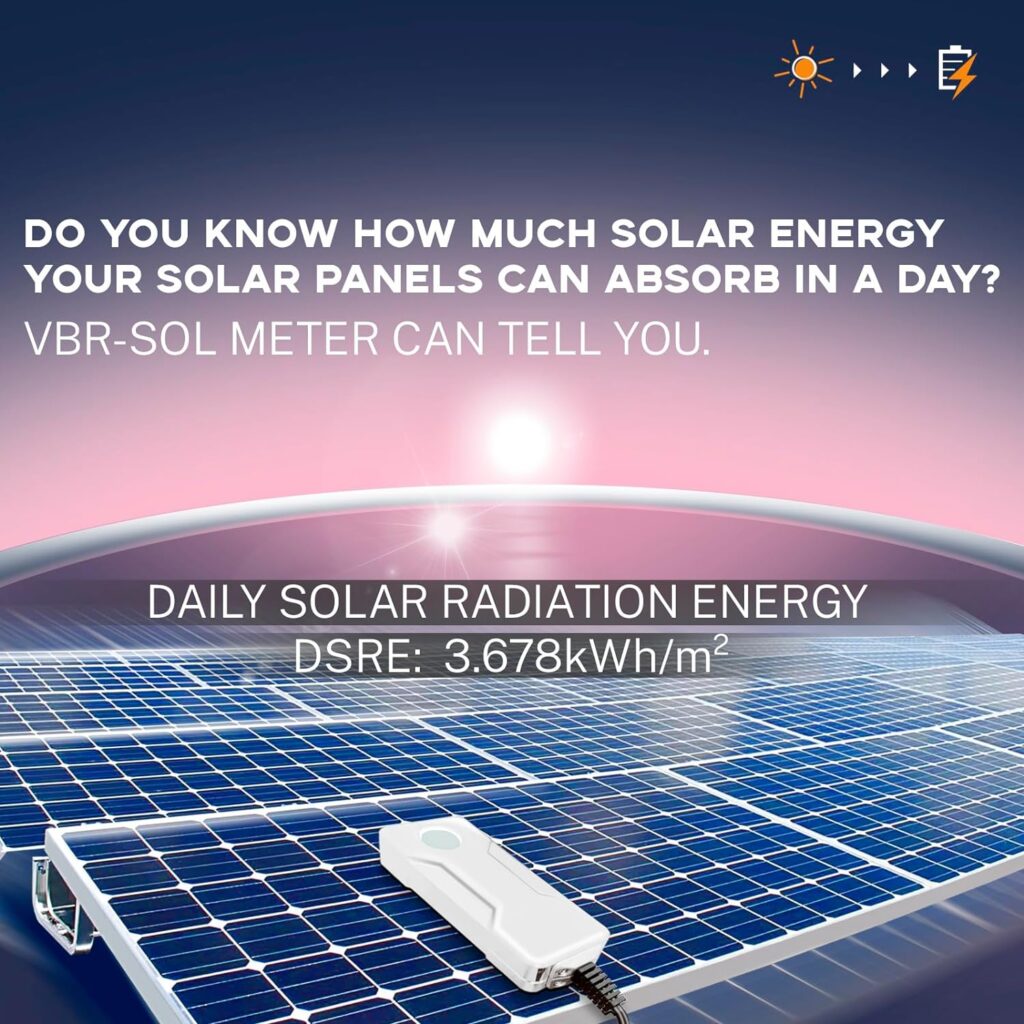 VBR-SOL Solar Irradiance Meter Daily Solor Radiantion Energy Record, Measure Panel Inclination