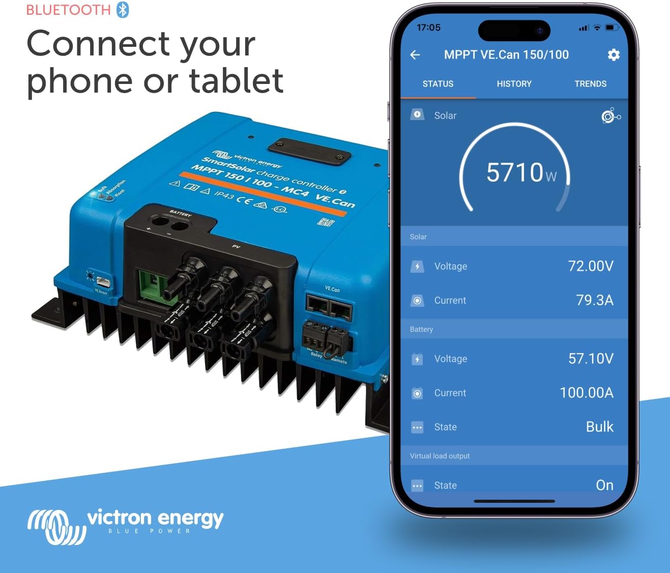 victron energy smartsolar mppt mc4 ve can 150v 100 amp 12243648 volt solar charge controller bluetooth 1