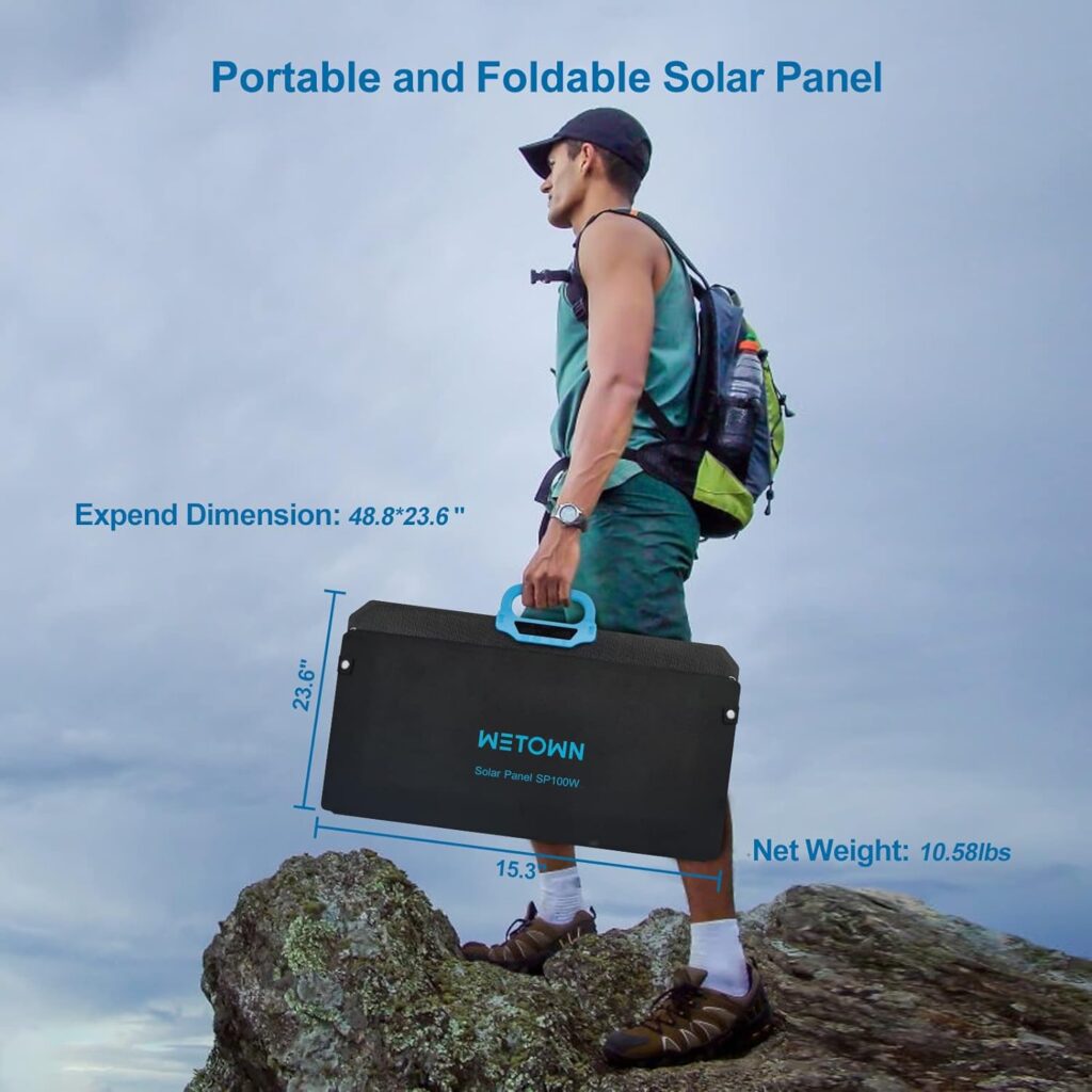 100 Watt Solar Panel Portable Sun Track Foldable Solar Panels 100W, 18V Solar Outlets TX60 + Anderson + DC + USB + TYPE-C + XT30 Parallel, Solar Generator for Camping Outdoor RV Waterproof IP67
