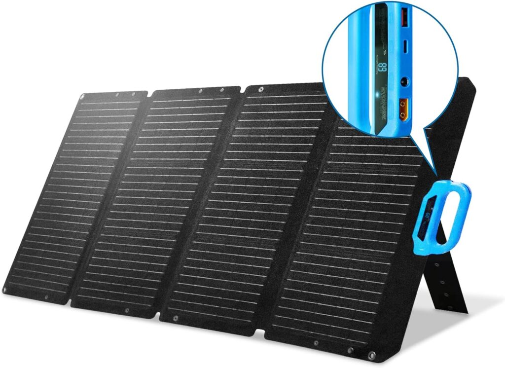 100 Watt Solar Panel Portable Sun Track Foldable Solar Panels 100W, 18V Solar Outlets TX60 + Anderson + DC + USB + TYPE-C + XT30 Parallel, Solar Generator for Camping Outdoor RV Waterproof IP67