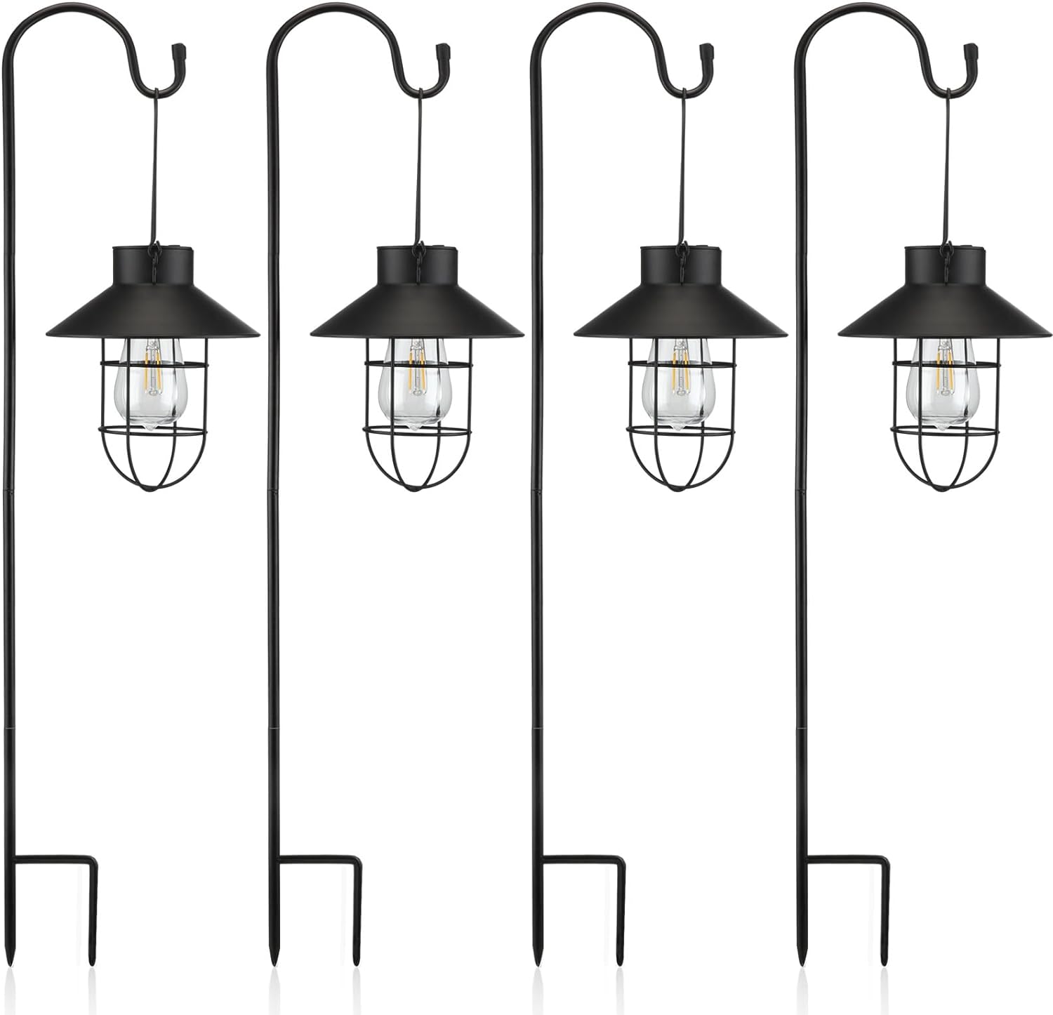 4 pcs hanging solar light 31 outdoor solar lamp lanterns with dual use shepherd hook waterproof pathway hanging lights m