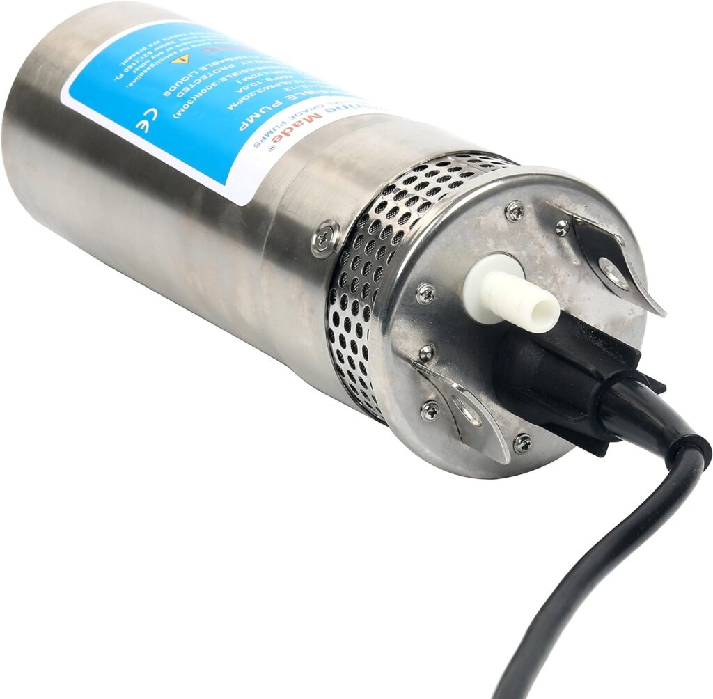 Amarine Made 12V DC Submersible Deep Well Water Pump 3.2GPM 4 10A/ Alternative Energy Solar Battery Powered with Stainless Steel Shell-Max Lift 230 Ft, Max Submersion 100 Ft