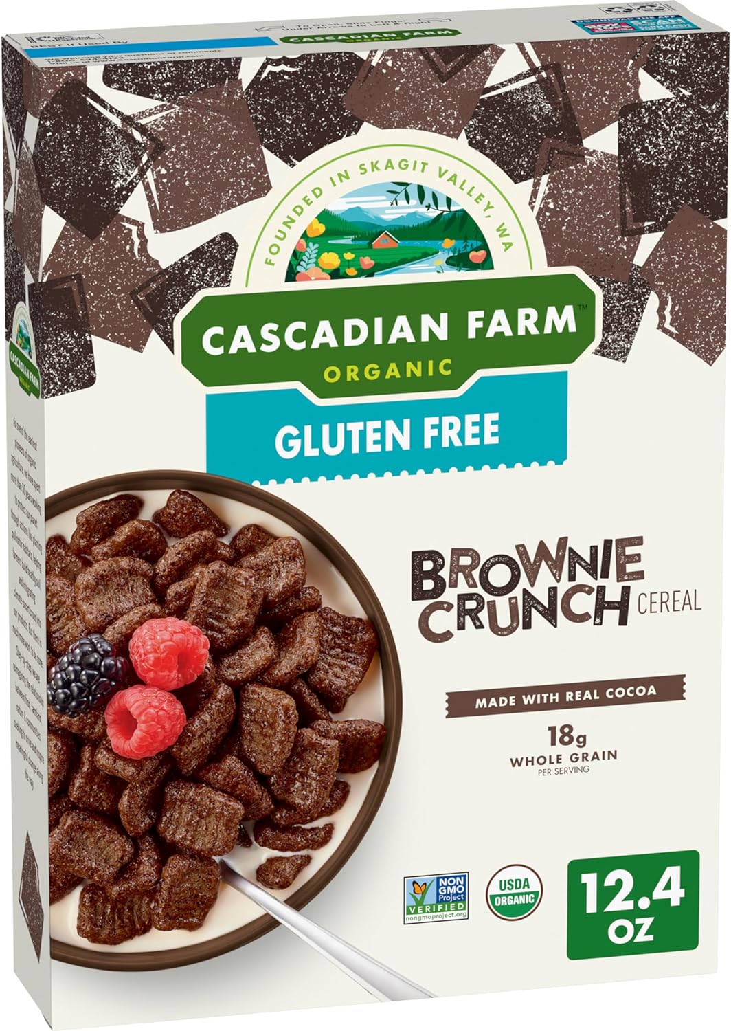 cascadian farm organic gluten free brownie crunch cereal 124 oz