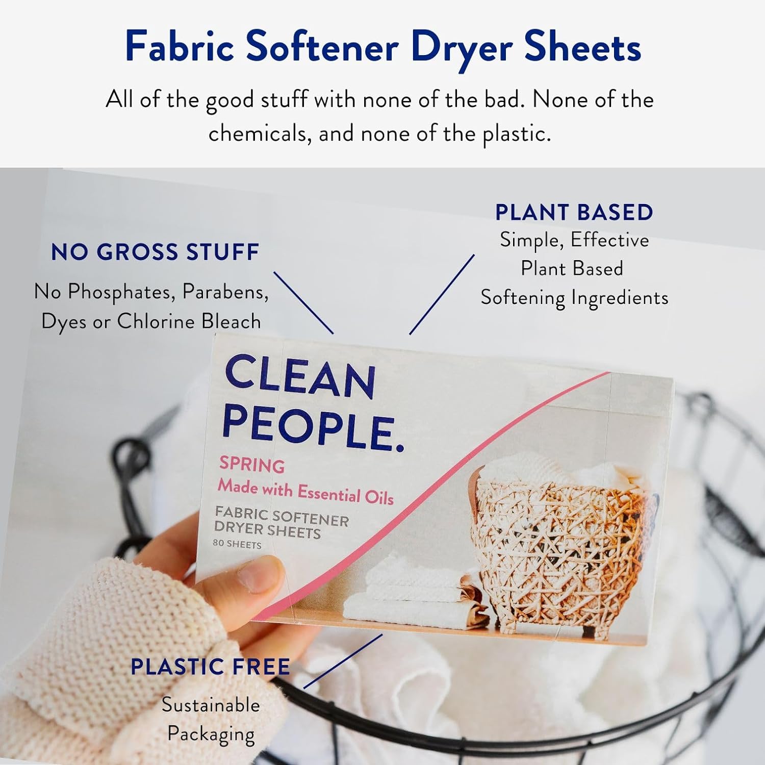 clean people all natural fabric softener sheets dryer sheets softens removes static cling vegan laundry softener essenti 2