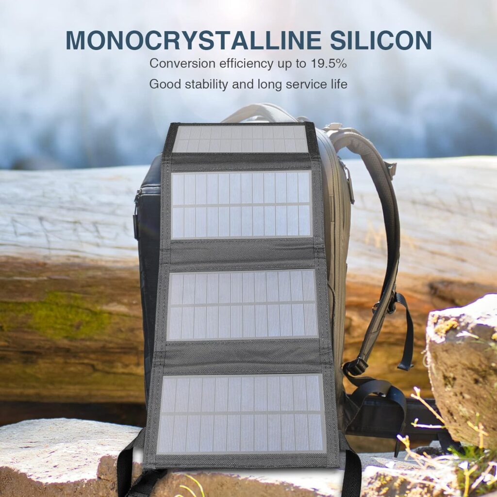 Portable Foldable Solar Panel 6W for Outdoor Charging USB Device Power Bank Earbuds Fans etc.(Not Very Suitable for Charging The Cellphone Directly)