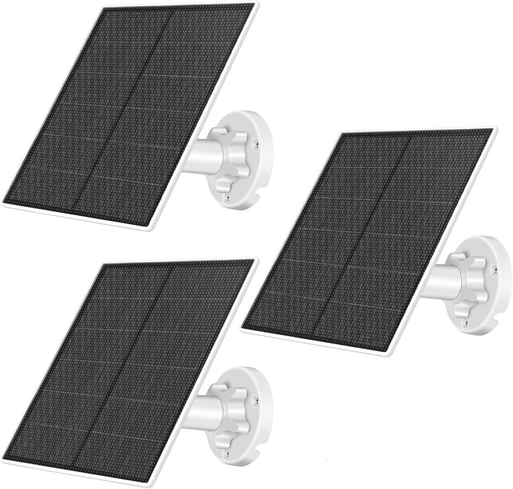 Solar Panel for Security Camera,5W USB Solar Panel for DC 5V Security Camera with Micro USB or USB-C Port,IP65 Waterproof Solar Charger for Camera with 360°Adjustable Mounting(3 Pack)