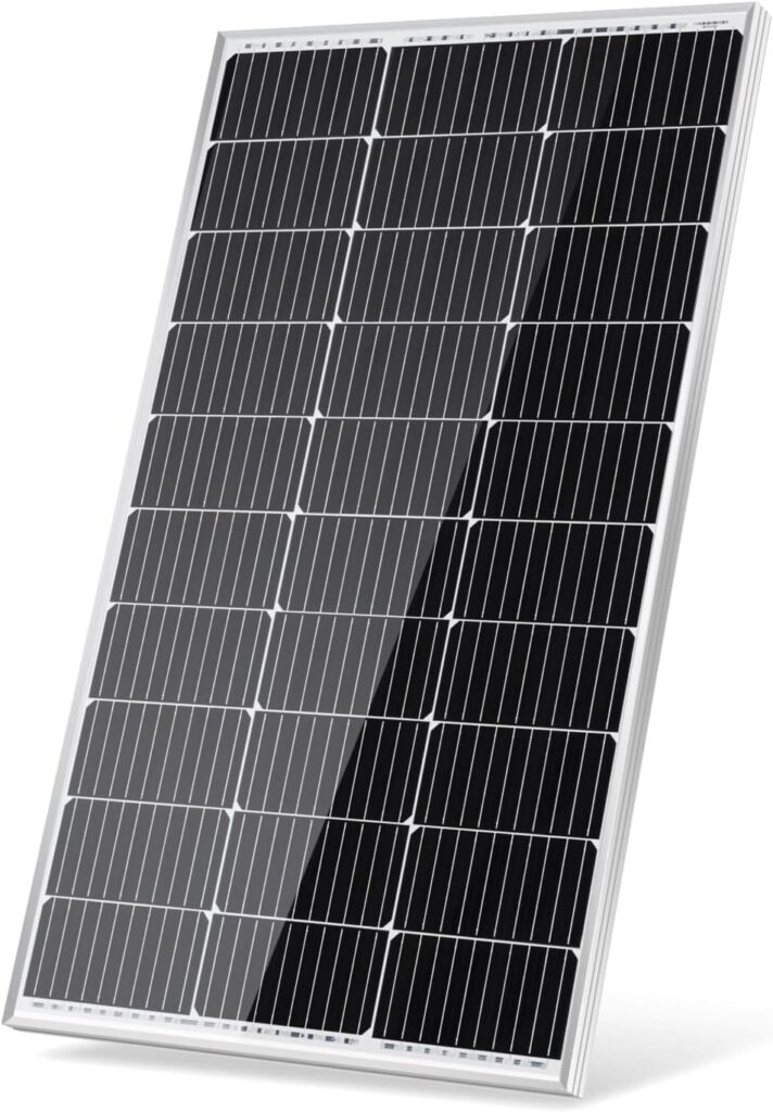 Traver Force Solar Panel 100 Watt 10BB Monocrystalline 12V Solar Panels for Home High Efficiency Solar Module Power Charger for RV Camping Cabin Marine Boat Motorhome Off-Grid Black