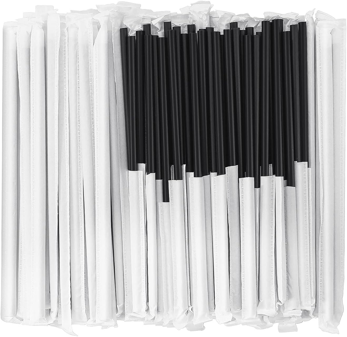 300 pcs biodegradable compostable individually wrapped straws pla disposable plant based eco friendly black straws 825 l