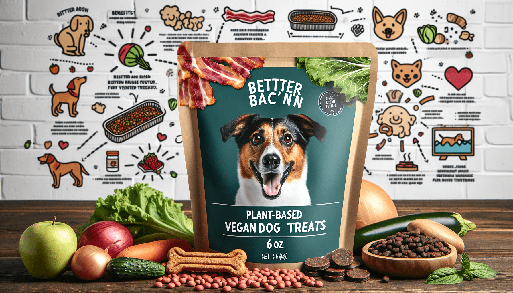 | Better Bacn Plant-Based Vegan Dog Treats - 6oz | Sustainable Natural Clean Label Hypoallergenic Allergy-Friendly | Low-Calorie Soft Veggie Dog Treats | Made in USA
