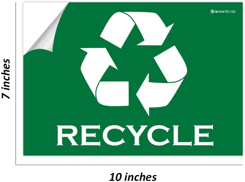 Pack of 02 Recycle Sign Decals self Adhesive - Recycling Stickers Large 10 x 7 Inches Recycle Sticker for Trash can - Recycle Labels (Green)