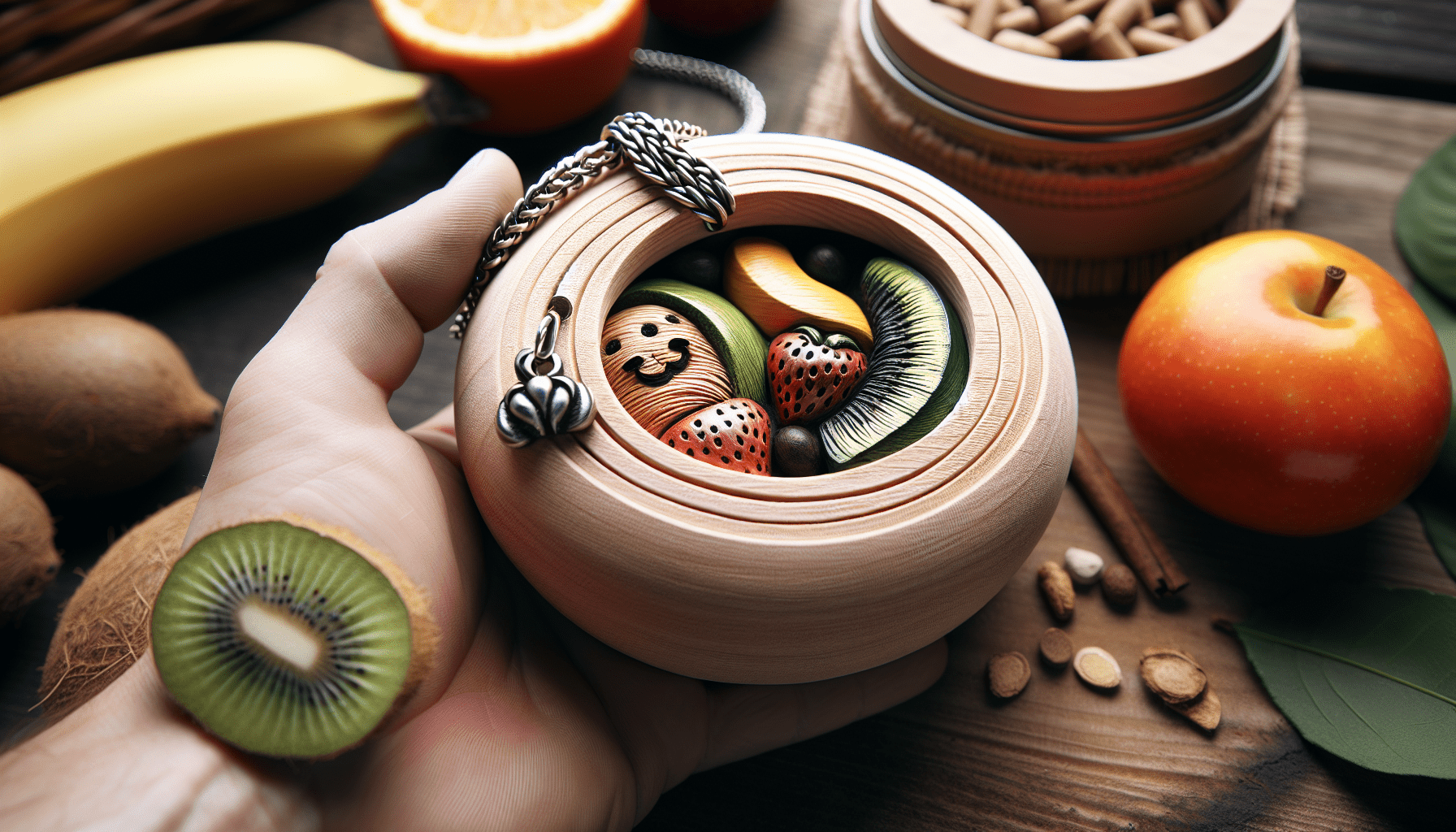 Vegan Food Fruit Pet Urn Necklace for Dogs Cats Ashes Memorial Pendant Keepsake Jewelry for Men Women with Filling Kit