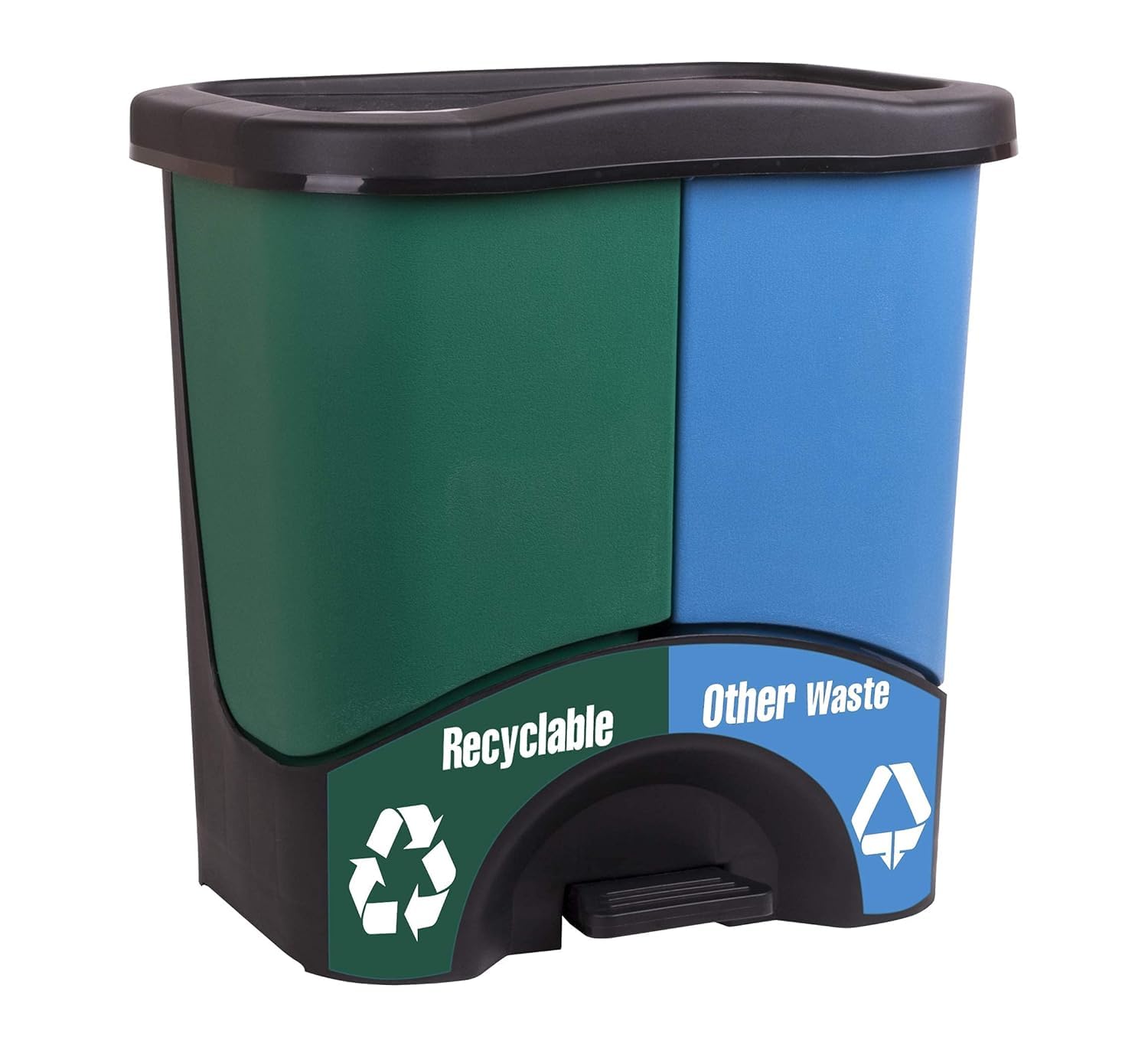 mintra home trash bins 175inw x 175inh x 13ind double bin greenblue recycle trash can bin garbage plastic wastebasket ad