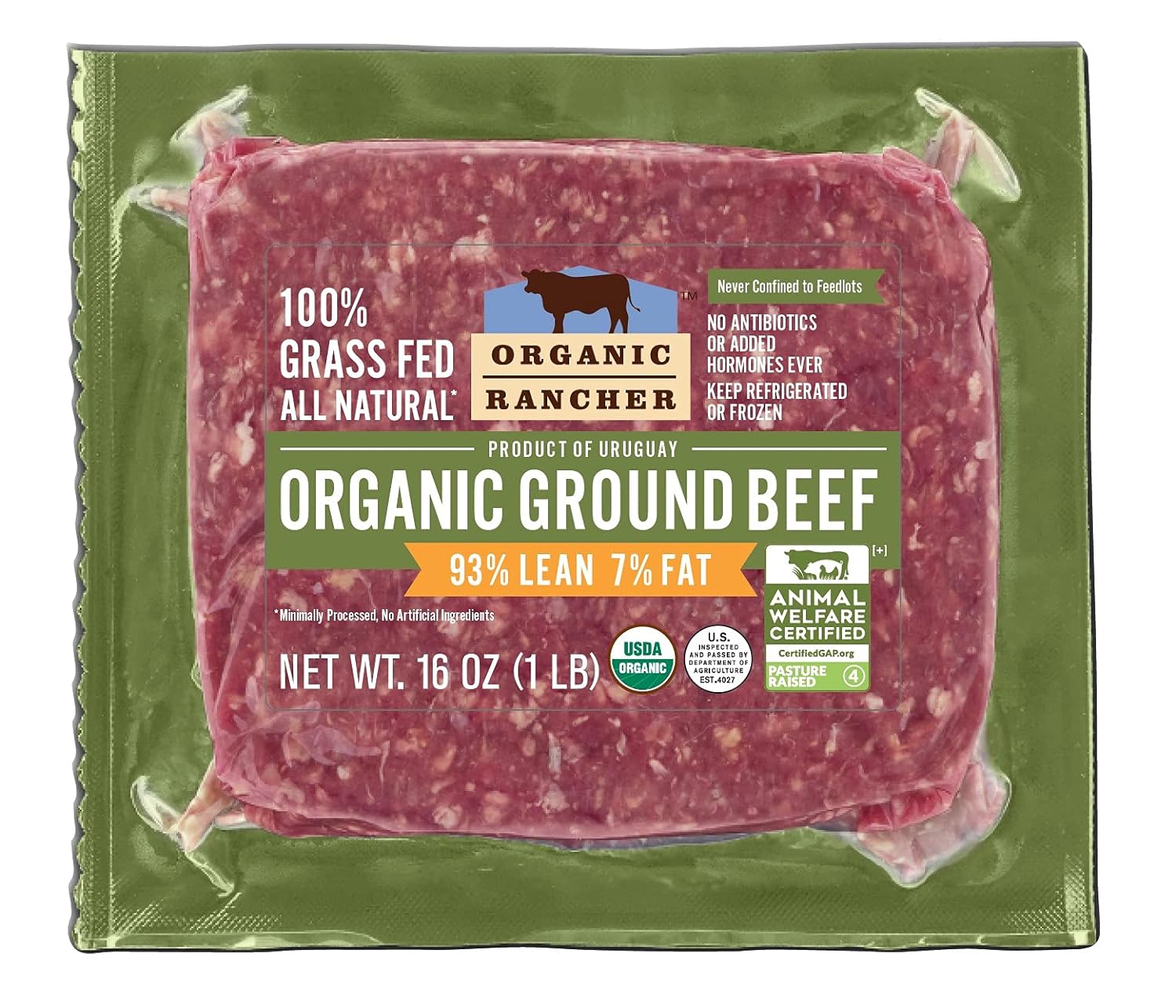 organic rancher organic ground beef 93 lean7 fat 16 oz