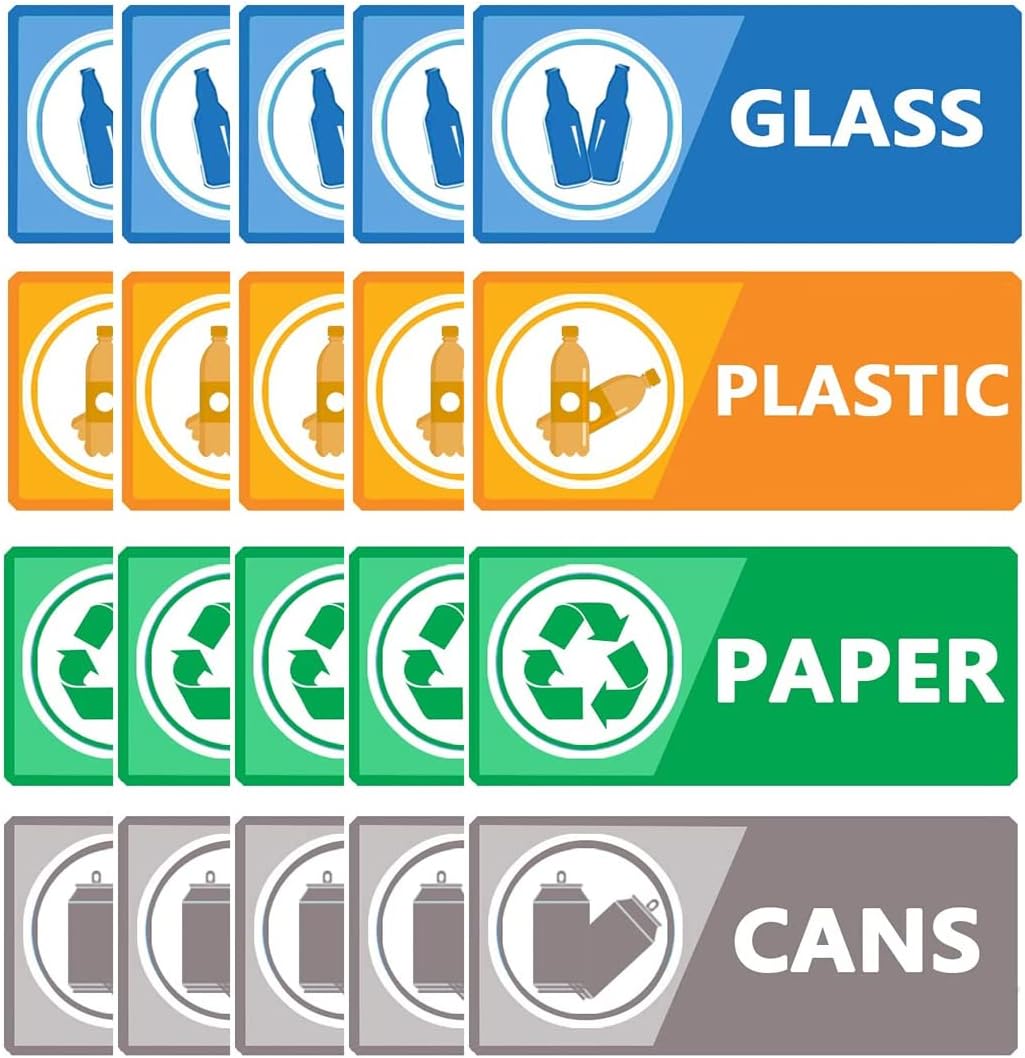 top label recycle label stickers for trash cantrash sorting recycling sticker sign for use in home and office4x2 inch20