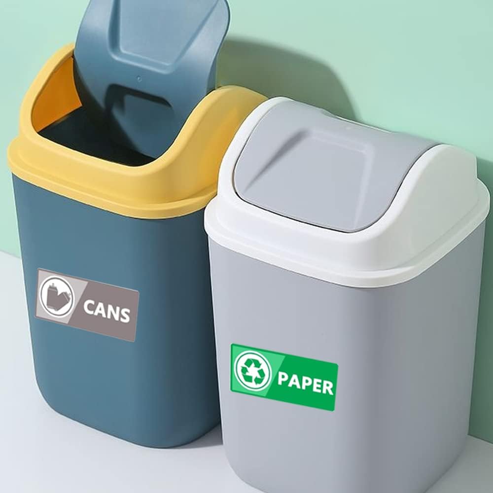 Top label Recycle Label Stickers for Trash Can,Trash Sorting Recycling Sticker Sign for Use in Home and Office,4x2 Inch,20 Pcs