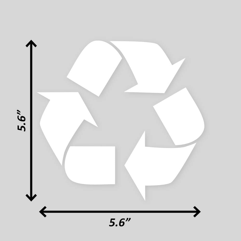 (2 Pack) Recycle Sticker for Trash Can to Organize Garbage containers, Recycle Bin Decal Plotter Cut Vinyl Recycle Symbol (White, 5 X 5 Inches)