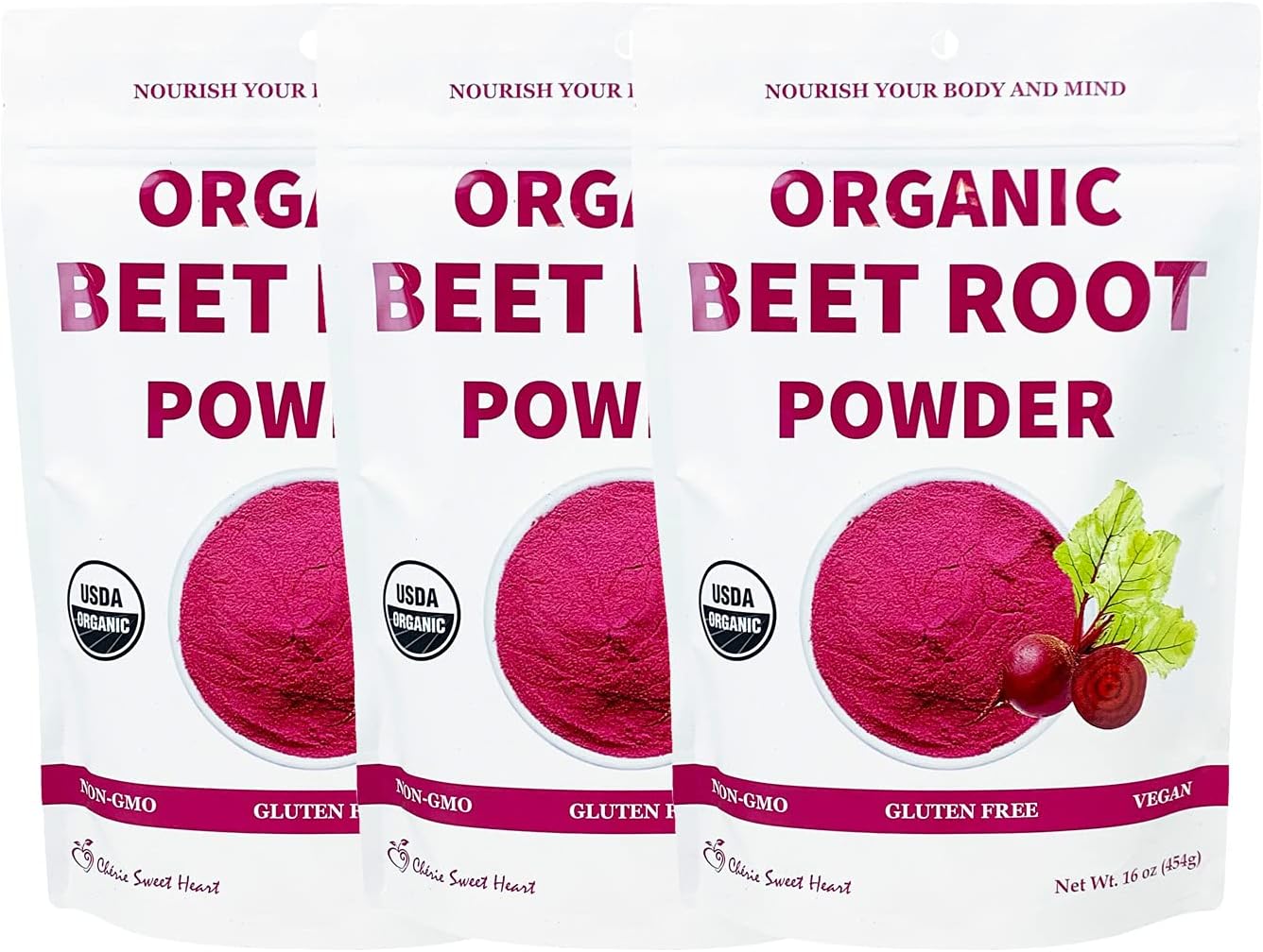 Chérie Sweet Heart Organic Beet Root Powder (1 LB), Raw Non-GMO