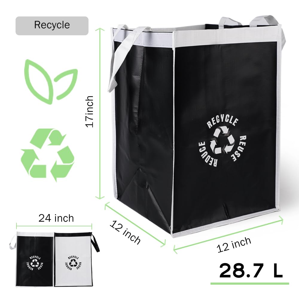 Recycle Waste Bin Bags, 12L Capacity, Polypropylene Material, Black Color, 2 Pieces